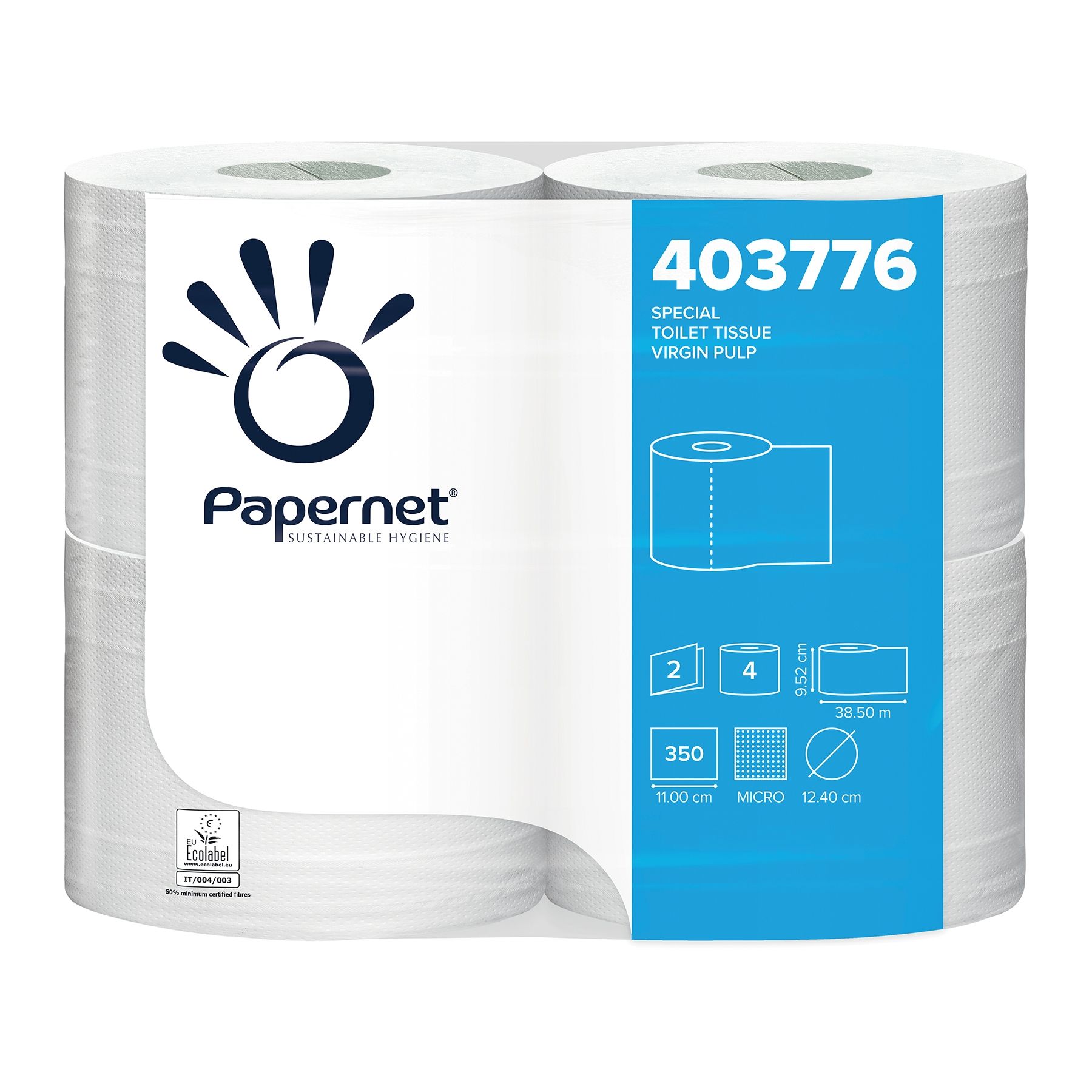 Papír toaletní Papernet celúloza 11cm/38,5m, 350 útržků 2-vr.